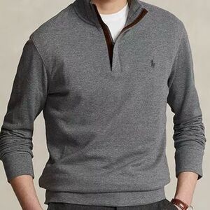 Polo Ralph Lauren Jersey Quarter-Zip Pullover Grey Medium